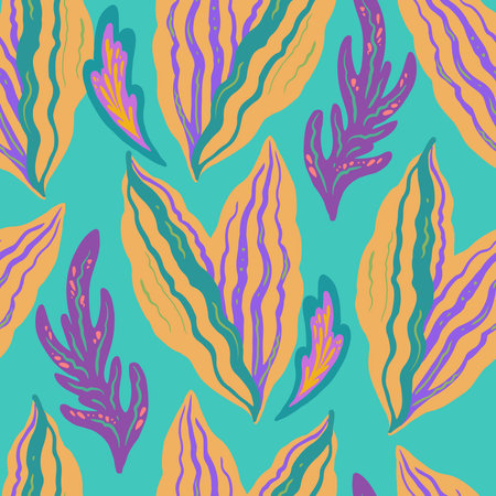 Colorful hand drawn ornamental psychedelic pattern. Funky texture with colorful abstract organic shapes.のイラスト素材