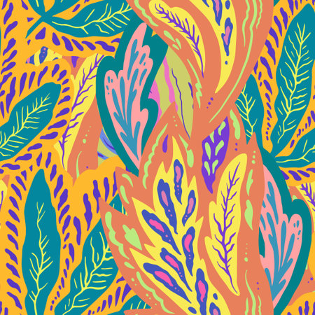 Colorful hand drawn ornamental psychedelic pattern. Funky texture with colorful abstract organic shapes.のイラスト素材