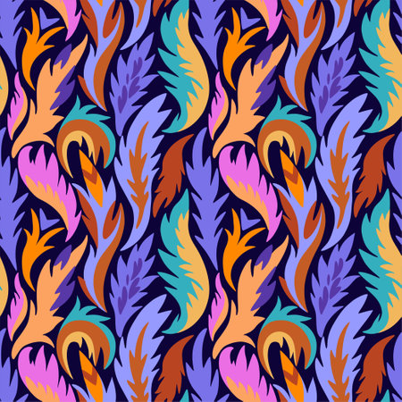 Colorful vector pattern with abstract plant organic shapes. Vivid modern contemporary background for textile and designのイラスト素材