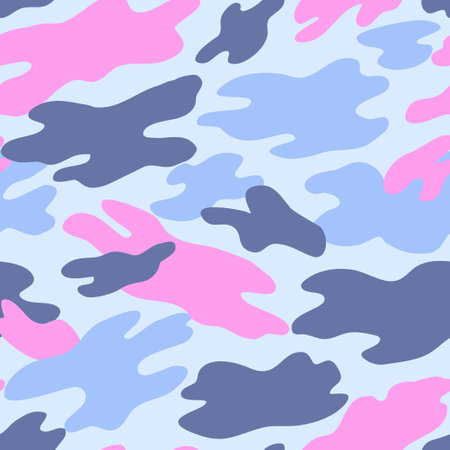 Camouflage military pattern with pink elements. Vector seamless pattern for clothing design.のイラスト素材