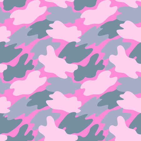 Camouflage military pattern with pink elements. Vector seamless pattern for clothing design.のイラスト素材