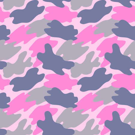 Camouflage military pattern with pink elements. Vector seamless pattern for clothing design.のイラスト素材