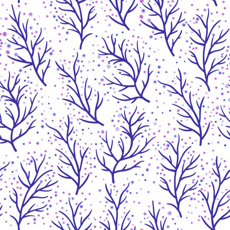 Seamless pattern with cute doodle floral elements. Hand drawn ornament with plants and flowers. Vector illustration.のイラスト素材