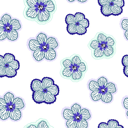 Seamless pattern with cute doodle floral elements. Hand drawn ornament with plants and flowers. Vector illustration.のイラスト素材