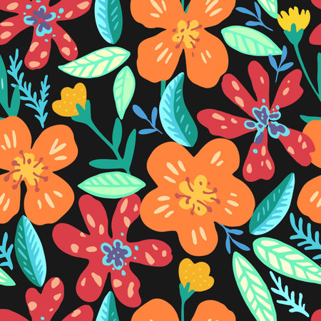 Colorful vivid psychedelic tropical seamless pattern. Illustration for designのイラスト素材