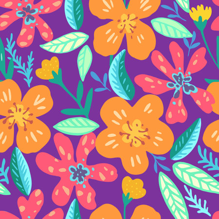 Colorful vivid psychedelic tropical seamless pattern. Illustration for designのイラスト素材