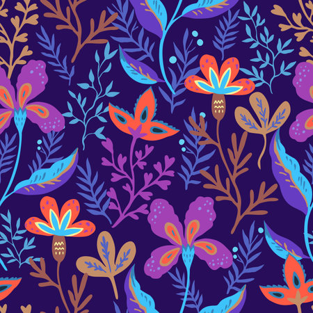 Ornamental floral pattern with stylized ornate floral elements. Vector illustration.のイラスト素材