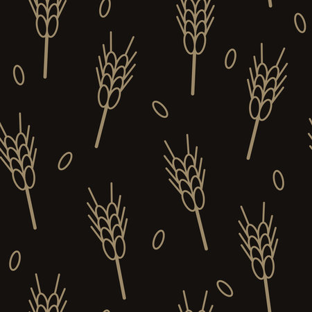 Monochrome seamless pattern of olive branches in engraving style. Hand-drawn vector illustration for design and decorのイラスト素材