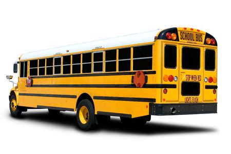 Yellow School Bus Isolated on White with Shadow