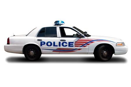 A Police Car Isolated on White Backgroundの写真素材