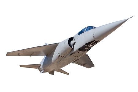 A Jet Fighter Aircraft Isolated on Whiteの写真素材