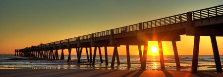 Fishing Pier at Sunriseの写真素材