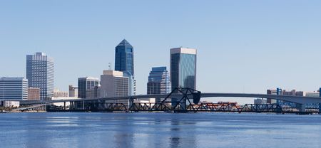 A panoramic view of Downtown Jacksonville, Florida の写真素材