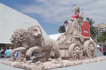 VALENCIA, SPAIN - APRIL 20: A replica of the Cibeles Statue at the Real Madrid pre-party in Valencia before the Copa de Rey 2011 final soccer match between Real Madrid and Bacelona on April 20, 2011 in Valencia, Spain.のeditorial素材