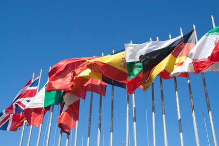 International Flags blowing in the wind.