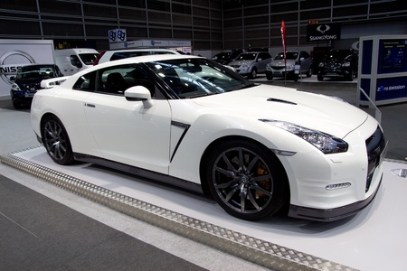 VALENCIA, SPAIN - DECEMBER 5: A 2011 Nissan GT-R at the 2011 Valencia Car Show on December 5, 2011 in Valencia, Spain.のeditorial素材