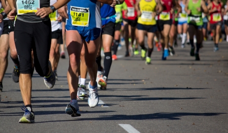 VALENCIA, SPAIN - OCTOBER 21: Runners compete in the XXI Valencia Half Marathon on October 21, 2012 in Valencia, Spain.のeditorial素材