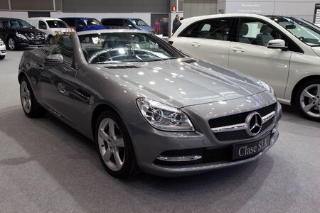 Valencia, Spain - December 7 - A 2012 Mercedes Benz SLK Class Compact Roadster at the Valencia Car...