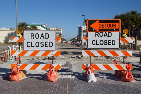 Road Closed Sign on Street Repairの写真素材