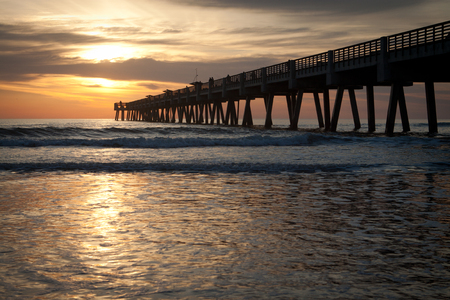 Jacksonville Beach, Fishing Pier in early morning.の写真素材