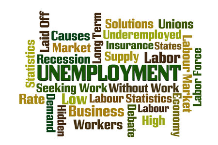 Unemployment word cloud on white backgroundの写真素材