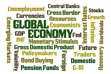 Global Economy word cloud on white backgroundの写真素材