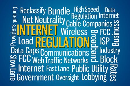 Internet Regulation word cloud with blue backgroundの写真素材