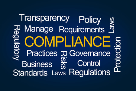 Compliance Word Cloud on Blue Backgroundの写真素材