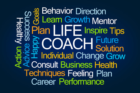 Life Coach Word Cloud on Blue Backgroundの写真素材