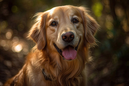 Portrait of a Golden Retriever Outside, Generative AIの素材