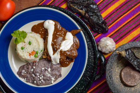 Mexican mole sauce with chickenの写真素材