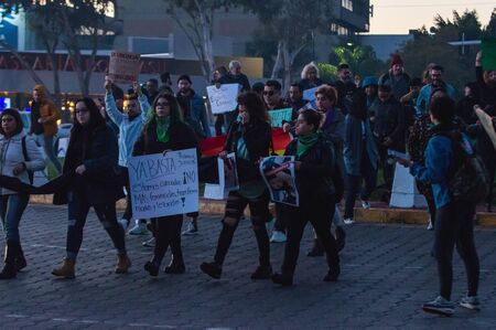 TIJUANA, MEXICO - 02/15/2020: Protest against feminicide in Mexico
