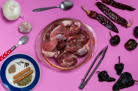 Cooking beef birria stew, Mexican food Jaliscoの写真素材