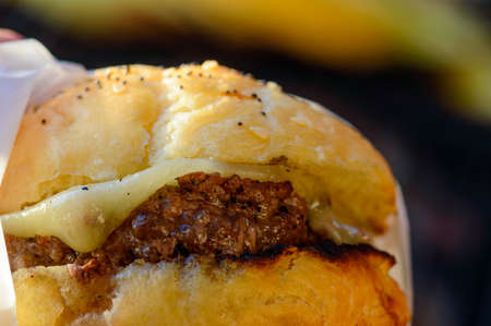 Barbecue grilled cheeseburgers on homemade brioche bunsの写真素材