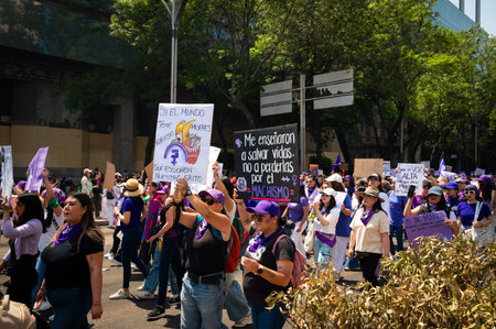 MEXICO CITY, MEXICO - MARCH 8, 2026: 8M March on Paseo de la Reforma