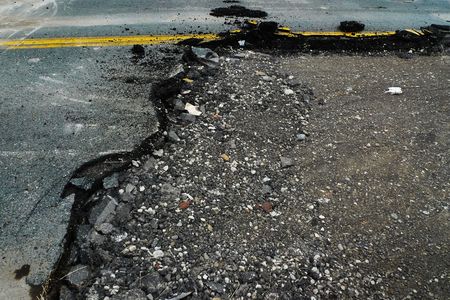 Work along the route of a cityの写真素材