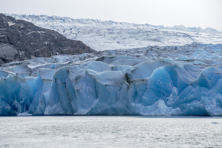 the layers of ice on the glacier of Lake Grey, Patagoniaの写真素材