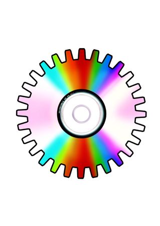 Gear wheel compact disk on white backround の写真素材