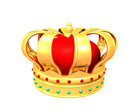 3d Illustration of gold crown on white background