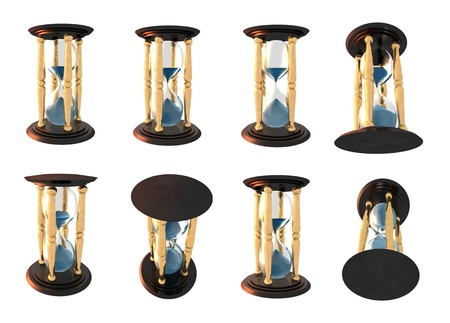 3d Illustration of hourglass series over white backgroundの写真素材