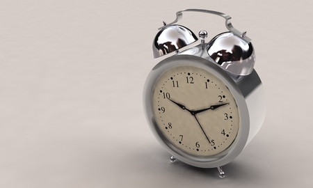 3d illustration of an alarm clock over white backgroundの写真素材