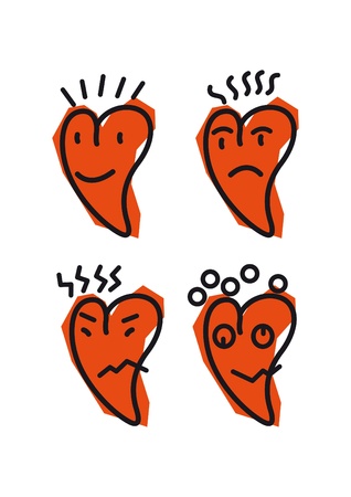 illustration of heart emoticons on white backgroundのイラスト素材