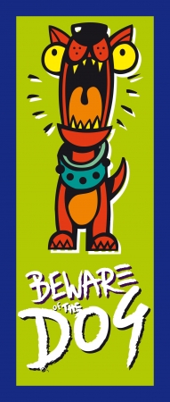 illustration of dog warning sign plate (comics)のイラスト素材