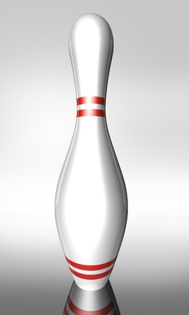 3d illustration of a bowling pin on white backgroundの写真素材
