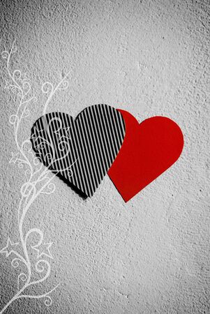 Paper hearts hanging on the wallの写真素材