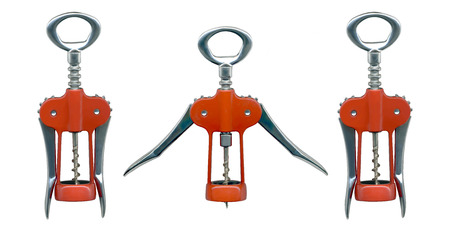 Image of three corkscrews on white backgroundの写真素材