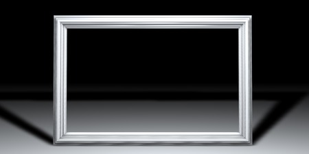 Rectangular gsilver picture frame on dark background