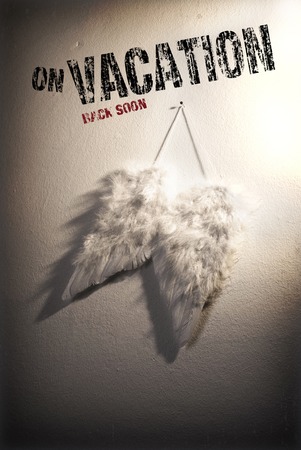 Image of white wings hanging on wallの写真素材
