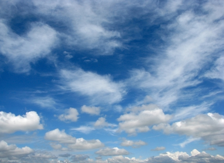 Landscape of white clouds in blue skyの写真素材