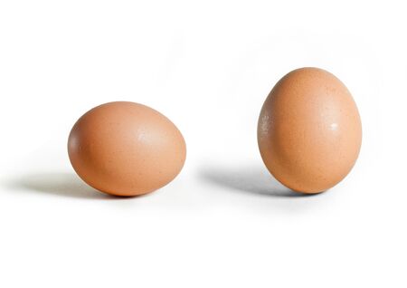 brown eggshell on white backgroundの写真素材